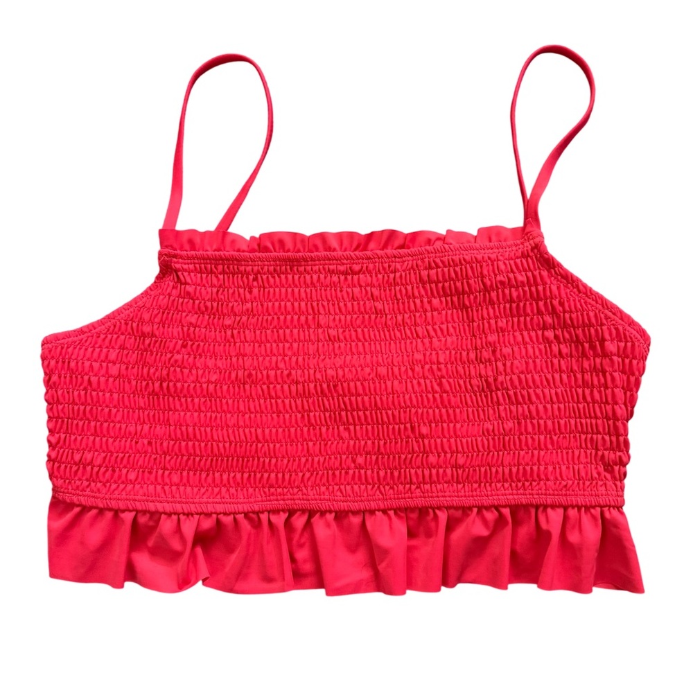 Radiant red ruched bikini top size large! So cute! Lining on the inside! New!